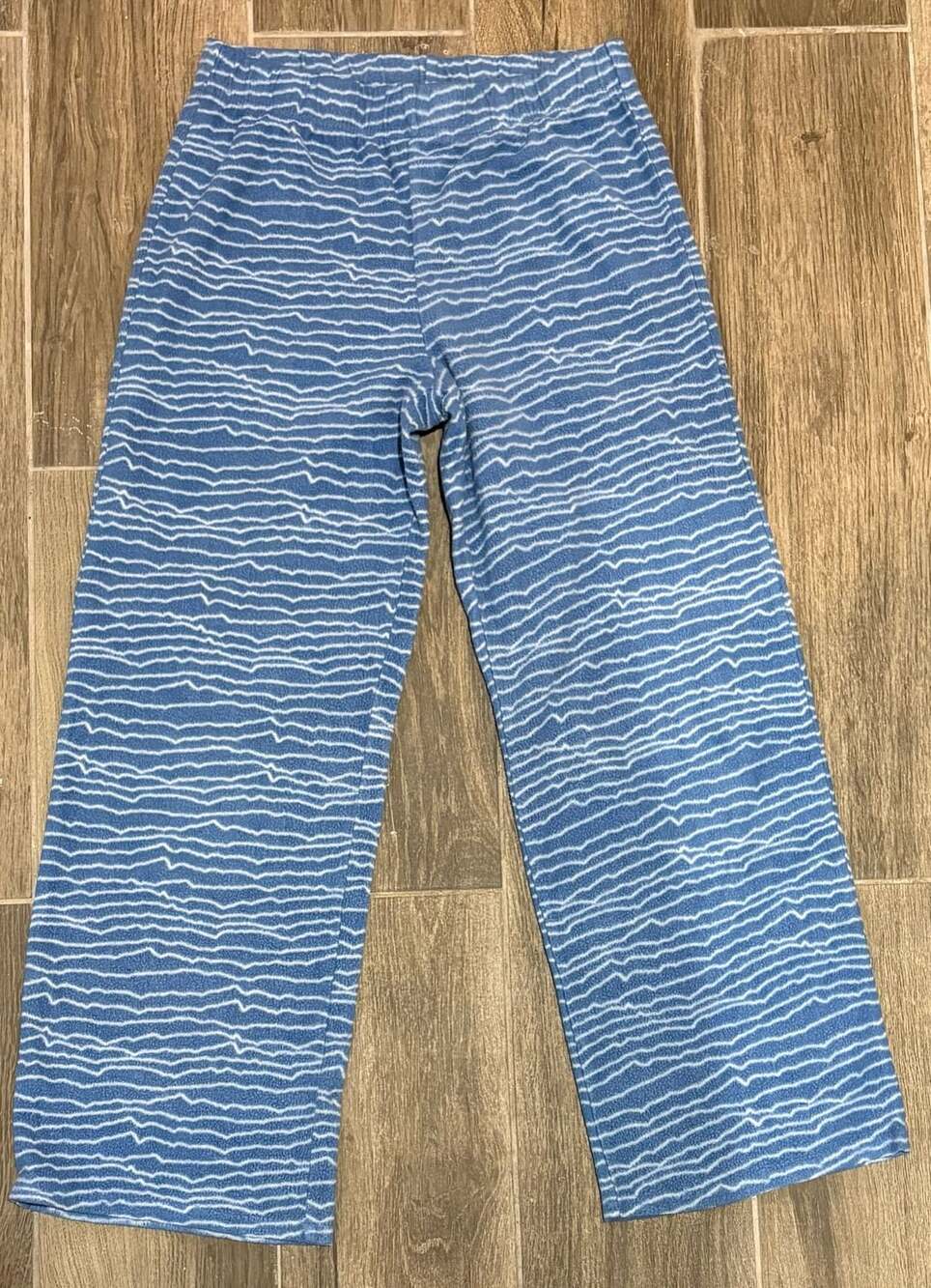 Eddie Bauer Fleece Lounge Pants Size M 10/12 Blue White Striped Pajama